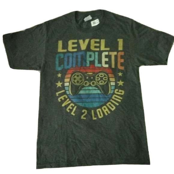 Level 1 Complete Level 2 Loading Pixel Art Graphic Men's Dark Heather S T-shirt - Picture 1 of 3